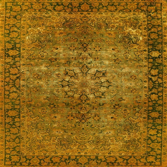 Ahgly Company Machine Washable Indoor Square Industrial Modern Papaya Orange Area Rugs, 6' Square