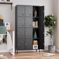 thumbnail image 6 of GangMei 12 Doors Metal Storage Locker Cabinet for Employees, Storage Lockers for School Office Gym Bedroom, Industrial Steel Storage Locker with 12 Hooks, Assembly Required(BLACK), 6 of 8