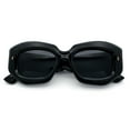 thumbnail image 2 of Womens Mod Thick Beveled Plastic Retro Glamorous Sunglasses All Black, 2 of 8