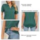 thumbnail image 2 of Camisa de mujer Top Color puro Mangas cortas Cuello vuelto con bolsillo Camisa de verano Top, 2 of 7