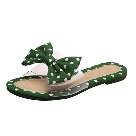 

Youmylove Women Slide Slippers Fashion Summer Polka Dot Transparent Bow Casual Slippers Sandals Stylish Female Cozy Daily Walking