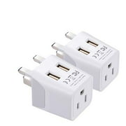 UK, Hong Kong, CTU-7-2PK Ireland Travel Adapter Plug by Ceptics with Dual USB - Type G - London - USA Input - Light Weight - Perfect for Cell Phones, Chargers, Cameras and More - 2 Pack
