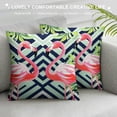 thumbnail image 3 of Heduofu  Decor Throw Pillow Case Pink Flamingos Green Tropical Palm Leaves On Black White Square Checkered  Cushion Covers  for Women Men for Couch Bedroom Living White, 3 of 5