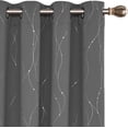 thumbnail image 1 of Grommet Top Blackout Curtains, Thermal Insulated Curtains, Small Window Curtains with Wave Line and Dots Pattern for Dining Room, 52 x 54 Inch, Grey, Set of 2, 1 of 8