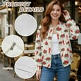 thumbnail image 6 of Xixirimido Women's Casual Jacket Lightweight Bomber Jackets with Pockets Windbreaker Zip-up Varsity Jackets Fall Outerwear, Cardinal Poinsettia Flower Snowflake, Large, 6 of 7