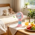 thumbnail image 4 of Cute Handheld Mini Fan Portable Rechargeable Small Fan with Floral Design, USB Charging, Built-in Stand, Ideal Gift for Summer Outdoor Use, 4 of 5