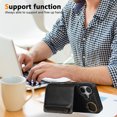 thumbnail image 6 of Allytechgroup Stylish iPhone 16 Wallet Case, Premium Phone Case for iPhone 16 with Card Holder Zipper Pocket Hand Wrist Shockproof Stand Cover for Women Men, Black, 6 of 6