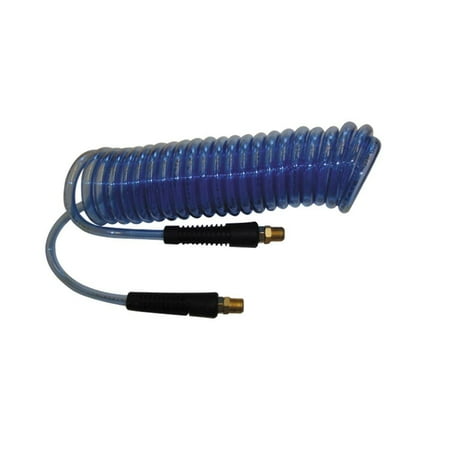 

Interstate Pneumatics HR24-050 Translucent Blue Polyurethane Recoil Hose 1/4 x 50 feet Swivel Fittings