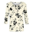 thumbnail image 4 of 3/4 Length Sleeve Womens Tops Casual Print Vintage Crewneck Tshirt Plus Size Tunic Tops Loose Dressy Shirts, 4 of 5
