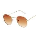 thumbnail image 1 of Gafas de sol redondas pequeñas de Metal para mujer, gafas de sol clásicas de viaje de marca Vintage, gafas de sol Retro a la moda para mujer Tan Jianjun unisex, 1 of 2