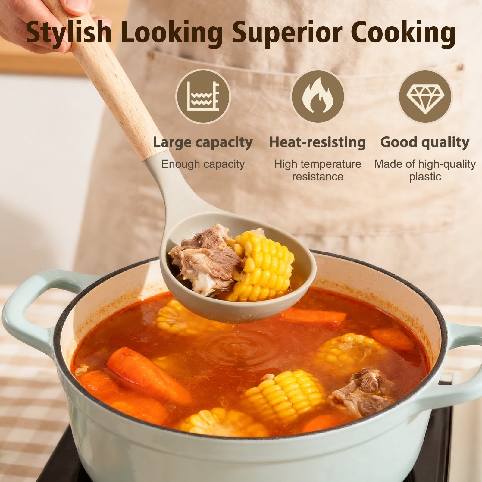 Silicone Cooking Utensils Set, Heat Resistant Kitchen Tools, 36 PCS Non-Stick Silicone Cooking Kitchen Utensils, Khaki
