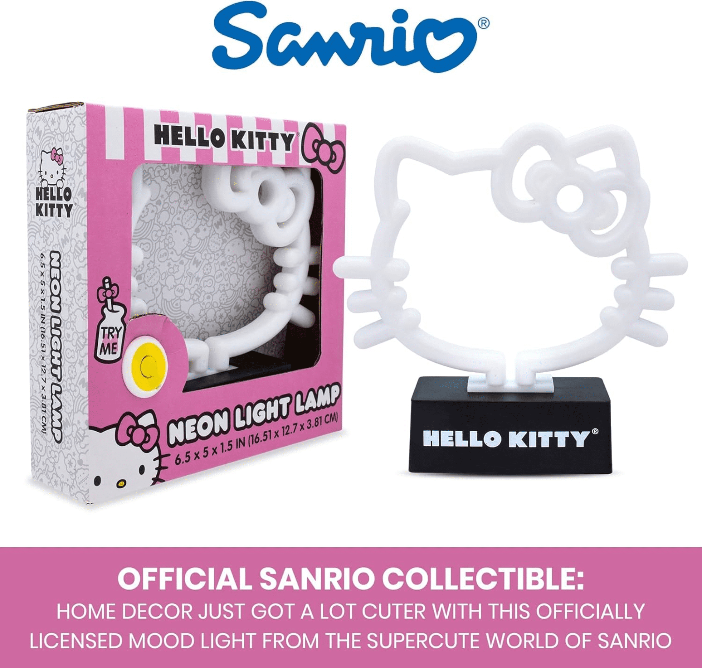 Hello Kitty Neon LED Lamp Room Decor Mood Light, Powered with AA Batteries