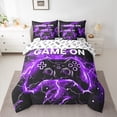 thumbnail image 2 of jejeloiu Teens Video Game 7-Piece Twin Bedding Sets,Boys Gamepad Console Bedding Comforter Set,Purple Black Sheet Sets For Kids,Microfiber Bedroom Decor Reversible, 2 of 8
