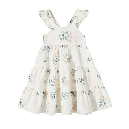 

Younger Tree Baby Girls Summer Sleeveless Dress Kid Princess Flower Beach Butterfly Sundress for 2-3T