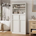 thumbnail image 1 of Buffet Sideboard with 4 Doors, Large Farmhouse Kitchen Storage Cabinet with Power Outlets, Wood Coffee Bar Cabinet with 2 Drawers for Kitchen, Dining Room, Entryway, 1 of 7