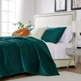 thumbnail image 3 of Barefoot Bungalow Riviera Velvet 3-Piece Plush Teal Quilt Bedding Sets, Queen, 3 of 10