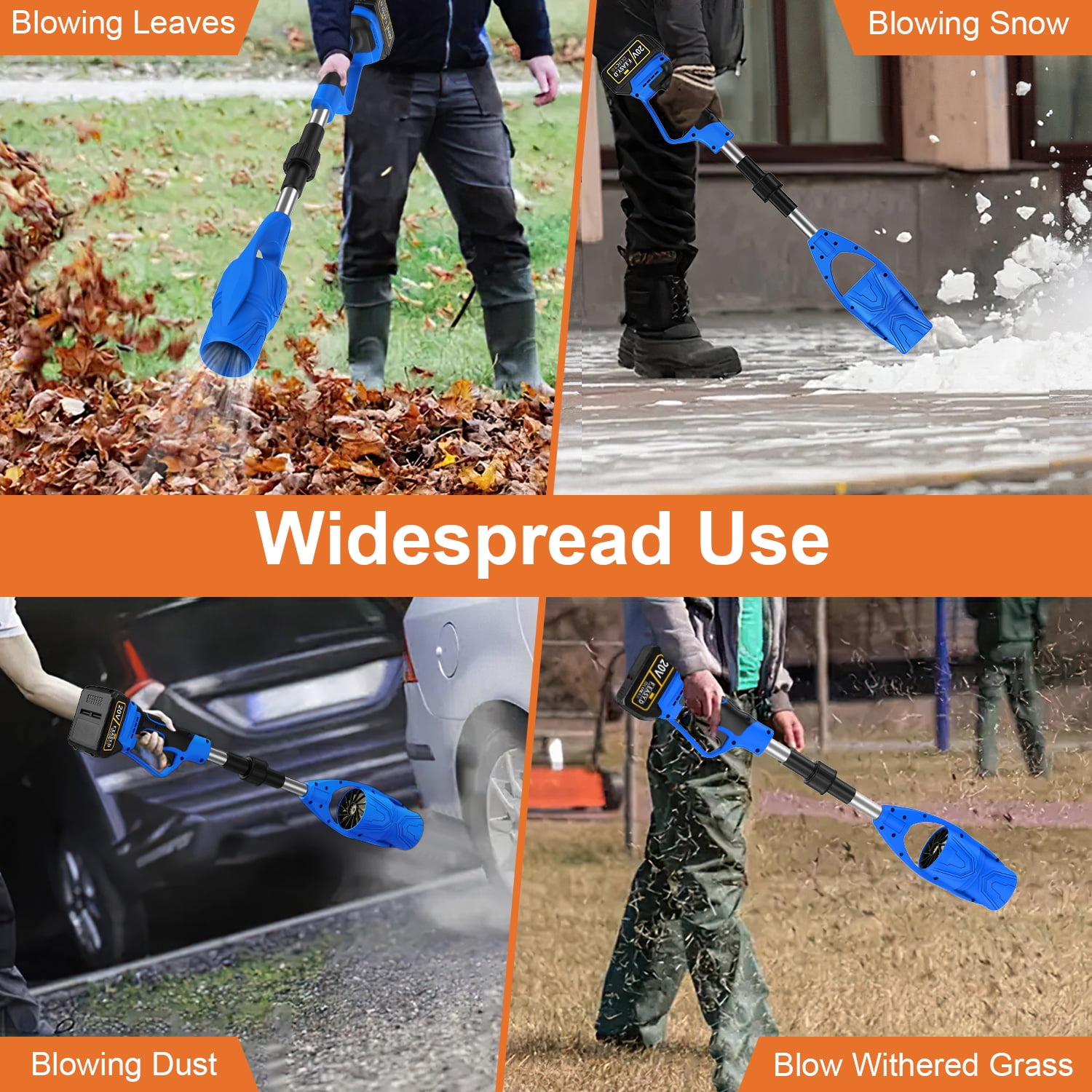 20V Cordless Leaf Blower,AILKIN High Speed Foldable Air Leaf Cleaner,Lightweight Mini Handheld Rechargeable Electric Cordless Leaf Blowers with Battery and Charger for Garden,Patio,Home,Yards,Blue