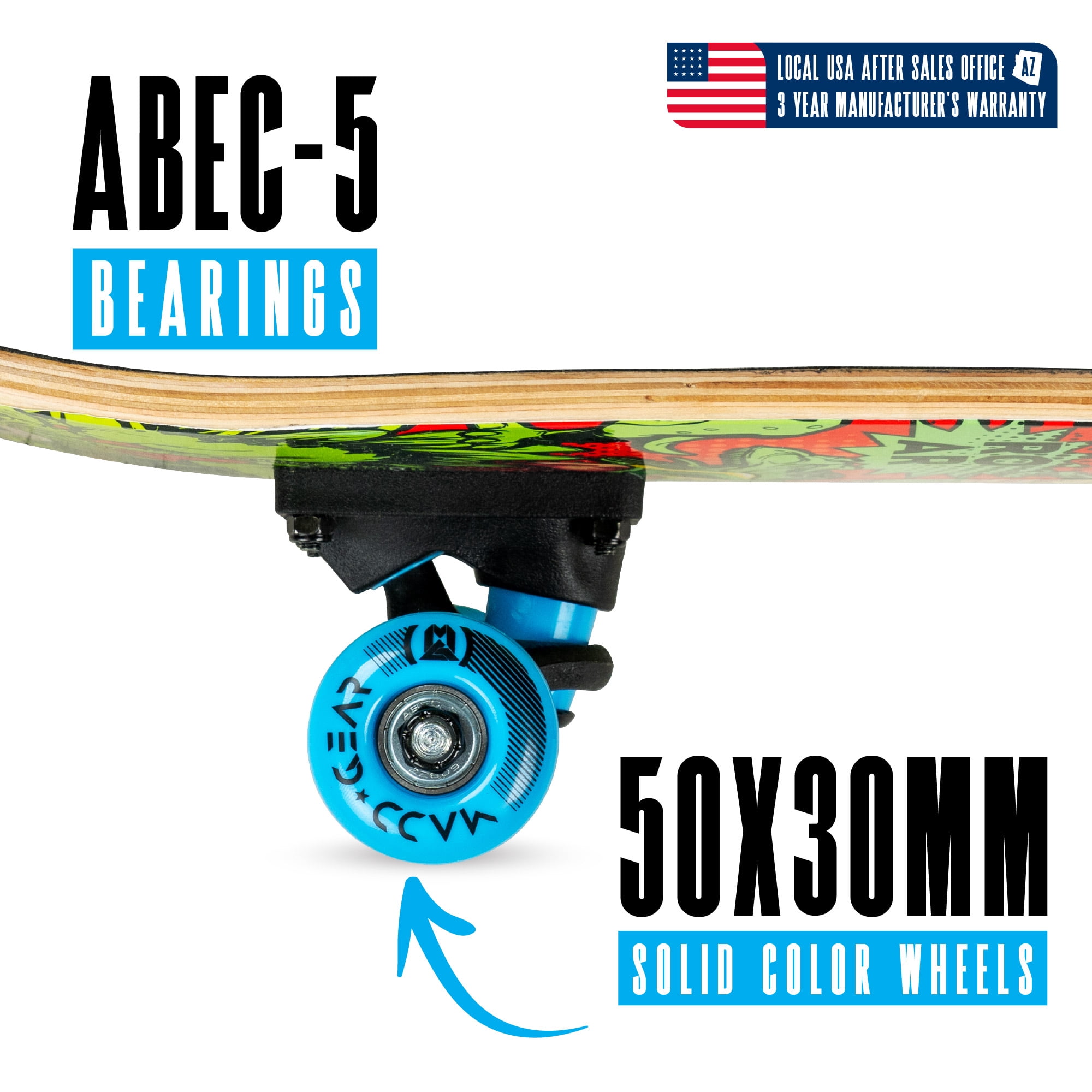 Beginner Skateboard for Kids and Teens – 31" Maple Deck – ABEC-5 Bearings – Easy to Ride – Madd Gear LTR