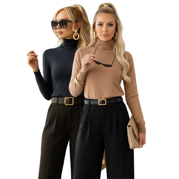 Set De 2 Sueteres Mujer De Cuello Alto Unitalla Sueteres Dama Sweaters