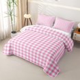 thumbnail image 3 of Erosebridal Pink Plaid Print Twin Quilt Set,White Grid Pastel Neutral Pattern Twin Coverlet Set For Girls,2 Pieces, 3 of 7