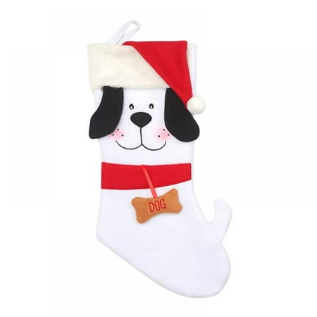 

17 Inch Christmas Stockings 3D Pet Puppy Dog Wine Bottle Covers With Christmas Hat Holiday Decoration Ornaments