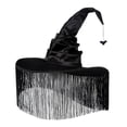 thumbnail image 1 of Women's Halloween Witch Hat with Fringe and Dangle Charm, Wide Brim Curved Pointed Tip Fringed Witch Hat for Women, Masquerade Party Costume Accessory, Halloween Decor Hat for Adults Dark Gray, 1 of 7