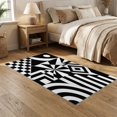 thumbnail image 2 of ODIKA 5'x7' Washable Area Rug Non-Slip, Low Pile, Stain Resistant Black White Geometric Precision Design Abstract Art Inspiration with Bold Contrasts for Guest Room, Lounge, Apartment, 2 of 7