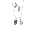 thumbnail image 2 of Delight Jewelry Cherry Blossom Chinese Lantern Silver tone Zig Zag Christmas Tree Charm Necklace and Stud Earrings, 2 of 4
