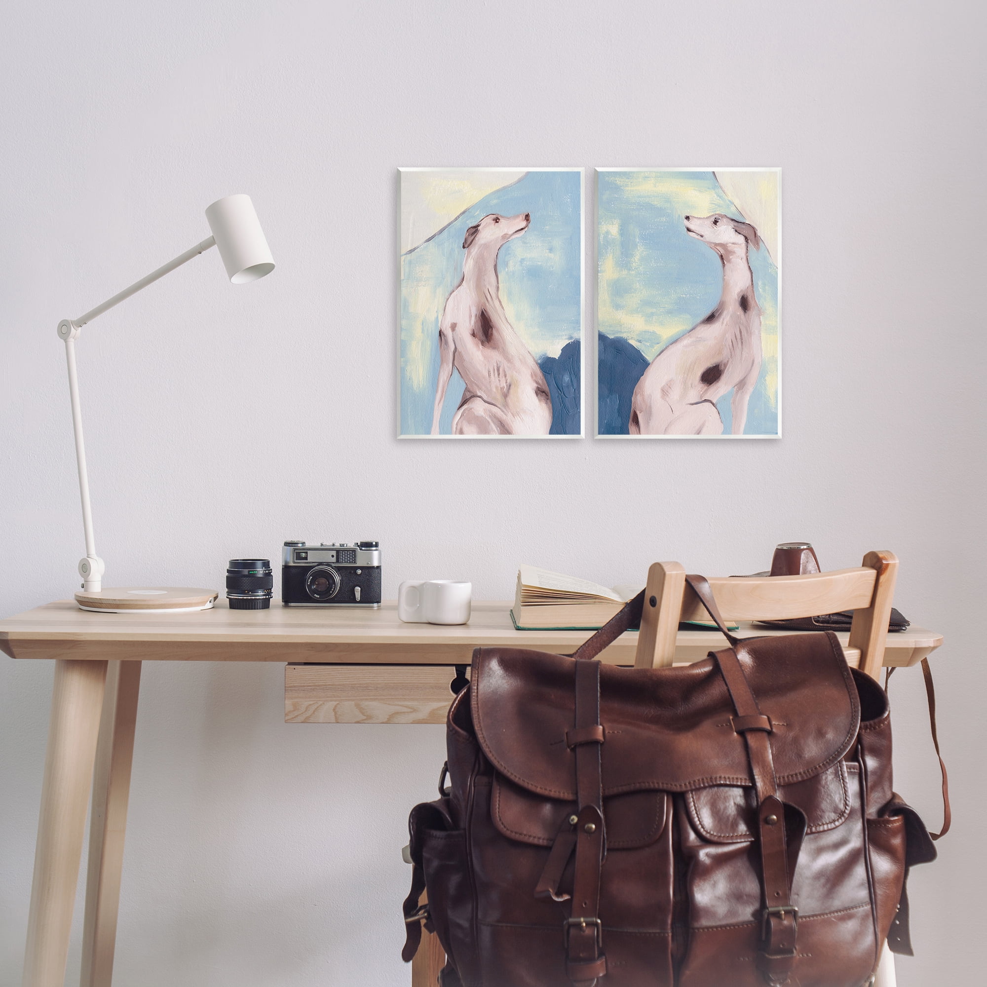 Stupell Industries Spotted Greyhound Dogs Animals Painting Unframed Art Print Wall Art, 11 x 14, Set of 2