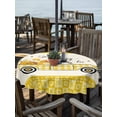 thumbnail image 2 of Outdoor Tablecloth with Umbrella Hole for Patio/Picnic/Party/Camping, Bee Truck Waterproof Table Cloth Round Cover Washable, Yellow Honey Daisy Floral Patterned Plaid (Dia 60"), 2 of 8