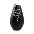 thumbnail image 4 of Teardrop Aluminum Vase for Living Room Decor - Modern Flower Vase with Textured Design for Office Table Centerpiece -  Snake Detail Accent for Room or Bedroom Display - 21", Black & Gold, 4 of 10