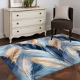 thumbnail image 3 of Gold Navy Feather Area Rugs 3x5 ft Oil Painting Simple Blue Style Abstract Washable Rug Non Slip Indoor Carpet Absorbent Floor Mat for Living Room Bedroom Dining Room, 3 of 9