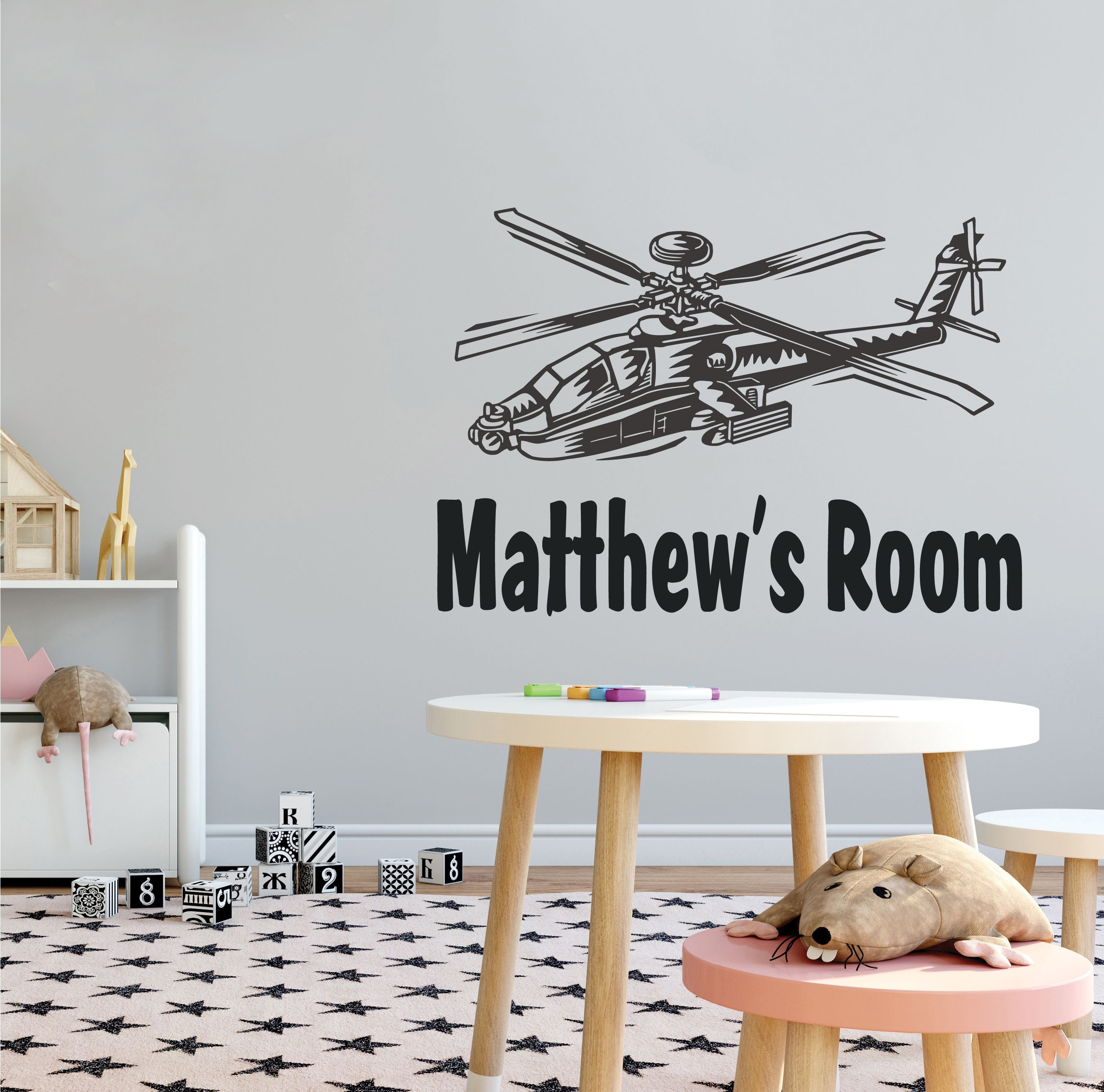 Fire Truck Police Car Helicopter Removable Wall Decal Sticker Boys Gift Decor