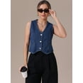 thumbnail image 3 of DARING DIVA Women's V Neck Waistcoat Top Casual Jean Vests S Dark Blue, 3 of 7
