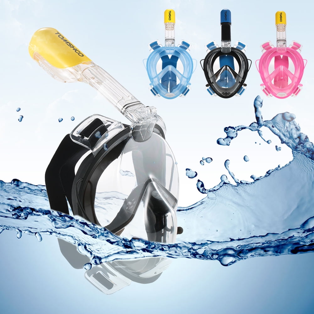 TOMSHOO 180° Full Face Adult Swimming Diving Snorkel Mask with Action Camera Mounting for GoPro by