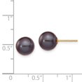 thumbnail image 3 of Real 14kt Yellow Gold 8-9mm Black Round Freshwater Cultured Pearl Stud Post Earrings; for Adults and Teens; for Women and Men, 3 of 3