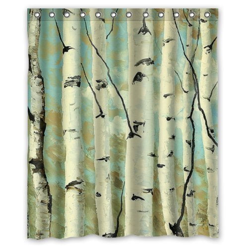 MOHome Forest landscape Wilderness Birch Tree Shower Curtain Waterproof
