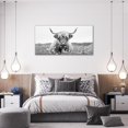 thumbnail image 3 of Asdg76s-Highland Cow Extra Large Wall Art for Living Room Black and White Canvas Western Scottish Cow Framed Prints Oversize Cattle Pictures Painting Artwork Office Decor 60"x30", 3 of 7
