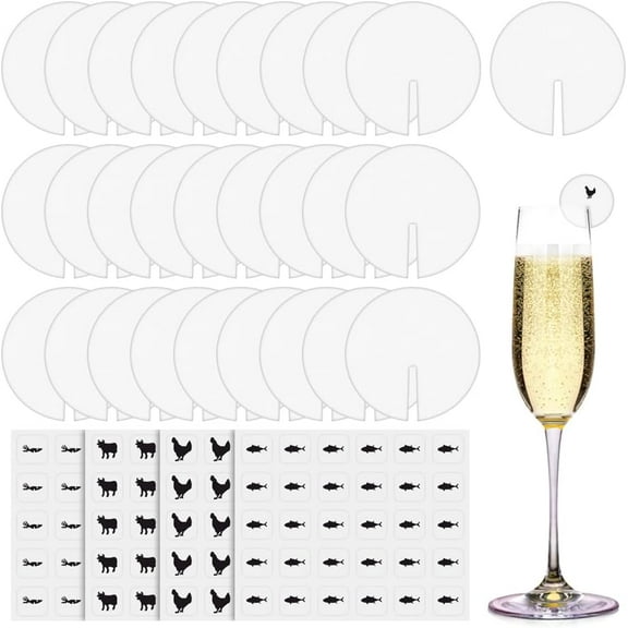 Blank Paper Wine Glass Tags Drink Blank Markers for Party Favor with 4 styles Paper Self Adhesive Cartoon Stickers Flat Round 5.05x0.03cm 200pcs Paper