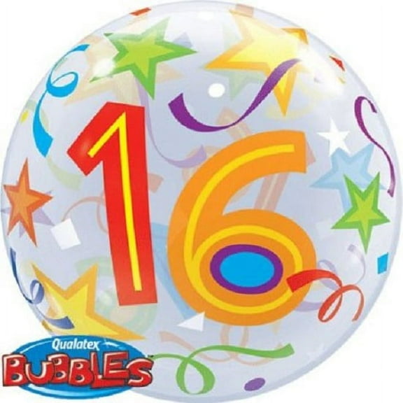 22" Bubbles 16 Brilliant Stars Birthday Stretchy Plastic Balloon Party