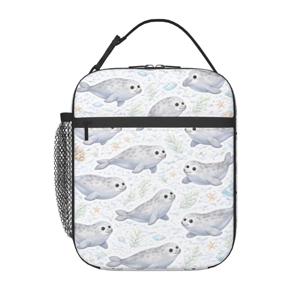 Cute Ocean Seal Lunch Bag Portable Thermal Lunch Box for Men and Women