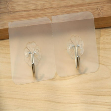 

2PCS Wall Hooks Transparent Reusable Seamless Hooks Adhesive Hooks Reusable Utility Hooks for Bathroom and Kitchen Waterproof and Oil Proof