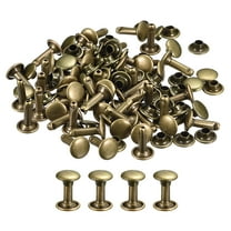 100 Sets Leather Rivets 8mm Double Cap Rivets 12mm Height Metal Studs Rivet, Bronze Tone