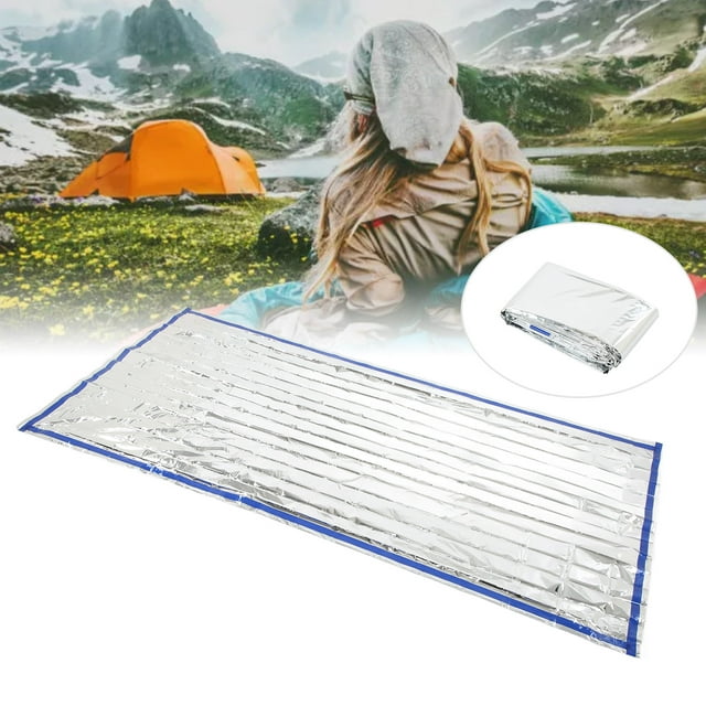 Couverture de Survie, Couverture d'Urgence Imperméable Réutilisable en Film Aluminisé pour Animaux, Pliable et Légère pour le Camping, pour l'Extérieur, Argent, Orange