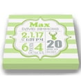 thumbnail image 2 of Personalized Canvas Birth Announcement Nursery Decor Gift, Safari Deer Design, Custom Name, Date, Weight & Length, Unique Boys & Girls Baby Shower Wall Art Presents, Color Green # 1, Size - 16x16, 2 of 5