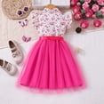 thumbnail image 5 of Girls Dresses Floral Collared Tulle Party Dress Short Ruffle Sleeve with Satin Bow Waist Elegant Summer Sundress for Kids 7-12Y, 5 of 8