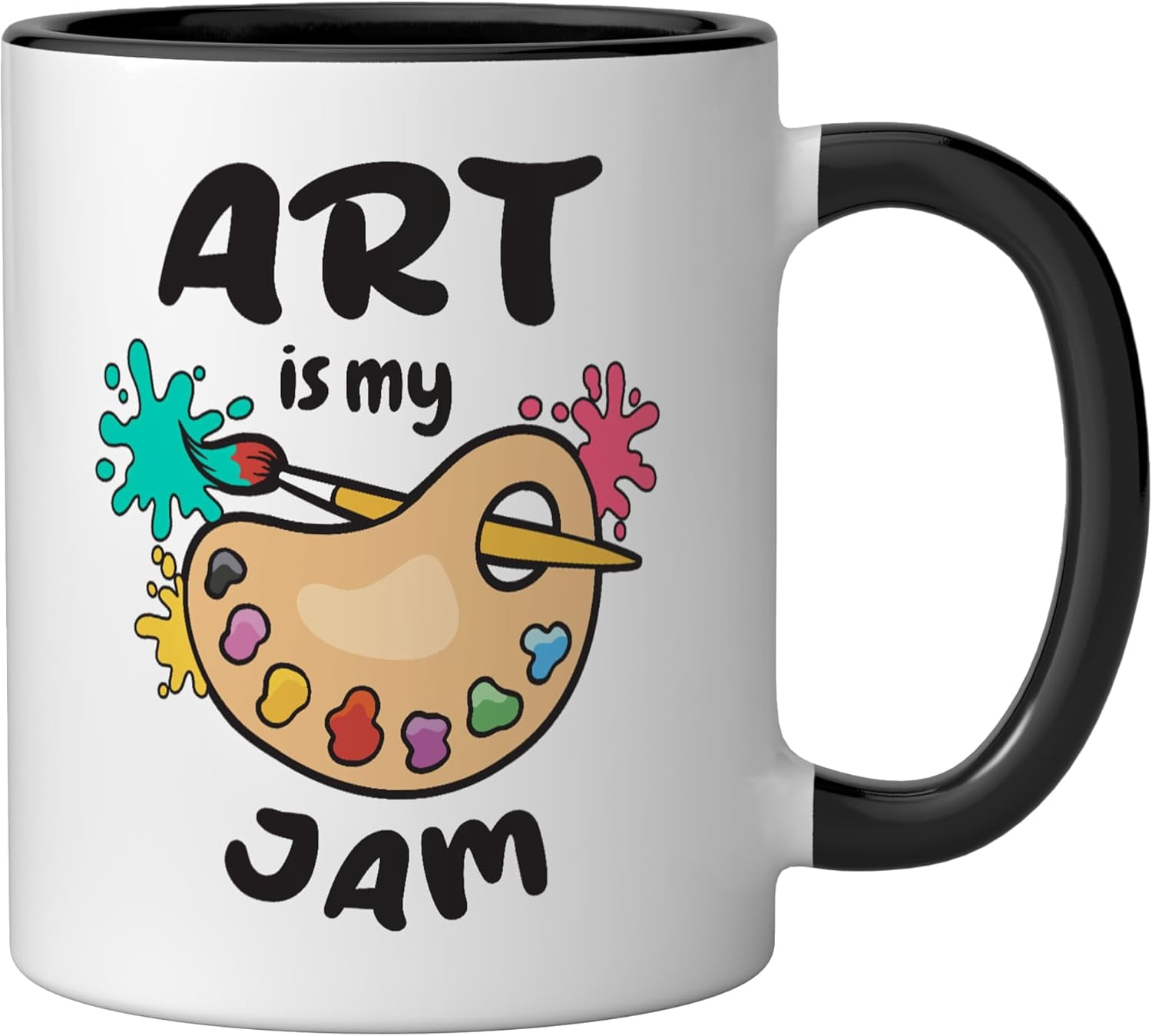 JJEAN-Art Is My Jam Brush Painter Paint Palette for Artists Ceramic Mug, Black/White