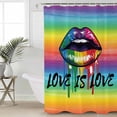 thumbnail image 5 of LOVE IS Shower Curtain, 48" x 72", LOVE Colored Lips Rainbow Gradient Waterproof Bathroom Curtain Washable Shower Curtain Set with 12 Hooks, 5 of 6