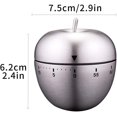 thumbnail image 2 of Temporizador de cocina Temporizador con forma de manzana Manual Mecánico Rotación Alarma Temporizador de cocina Acero inoxidable para cocinar Pastelería Deportes, 7,5*6,2 cm, 2 of 5