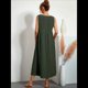 thumbnail image 4 of Vestido de Verano para Mujer 2025, Sin Mangas, Cuello en V, Informal, Escalonado, con Bolsillos Verde Oliva XXXL, 4 of 7